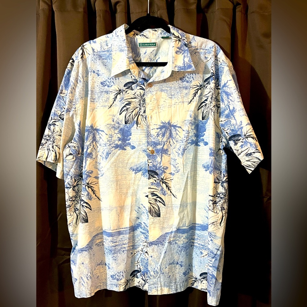 Men’s Cubavera Shirt, Size XXL, Colors light blue, medium blue, dark blue, white